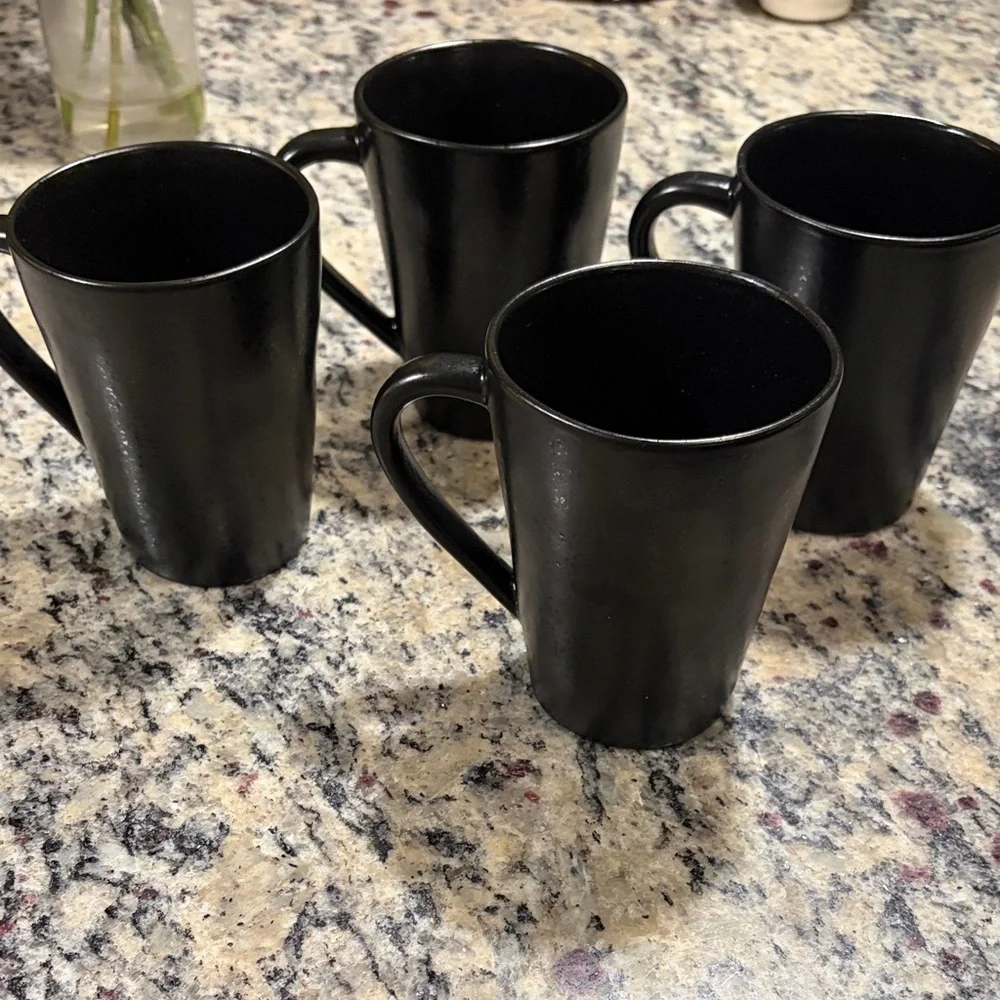 Marin Matte Black Stoneware Crate & Barrel mugs 4